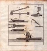 Hydraulics 2 Detailed Diagram 1799 George III Antique Copper Engraving.