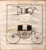 Wheel Carriages Detailed Diagram 1799 Antique Copper Engraving.