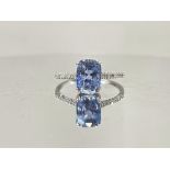 2.79CT Unheated/Untreated Ceylon Cornflour Blue Sapphire Diamonds & 18k Gold