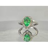 Beautiful 1.34CT Natural Emerald With Natural Diamonds & 18k Gold