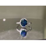 Beautiful Natural Black Opal Ring With Natural Diamond & 18k Gold