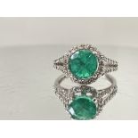 Beautiful 1.96Ct Natural Emerald With Natural Diamonds & 18k Gold