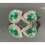 Beautiful Natural Emerald Ring With Natural Diamonds and 18k Gold