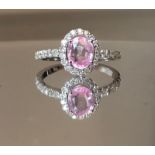 Beautiful Natural Ceylon Pink Sapphire With Diamonds & 18k Gold