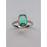 Beautiful Natural Emerald With Natural Diamonds & 18k Gold