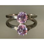 Beautiful Unheated/Untreated Ceylon Pink Sapphire With Diamonds & 18k White Gold