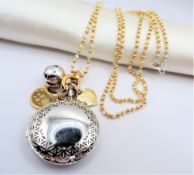 Honora Gold Silver Love Charms Locket Necklace 34 inch Chain