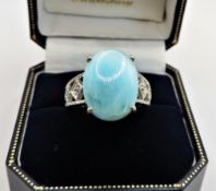 Blue Larimar Ring 10.5 Carats Sterling Silver New With Gift Pouch
