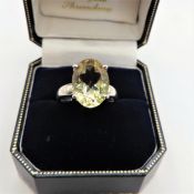 Citrine Solitaire Ring 6 Carats Sterling Silver New With Gift Pouch