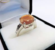 Bronze Quartz Gemstone Ring Sterling Silver New With Gift Pouch