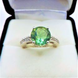 Green Tsavorite Solitaire Ring In Sterling Silver 3.64 Carats New With Gift Box