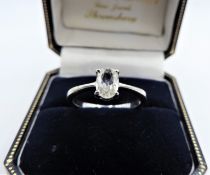 White Sapphire Solitaire Sterling Silver Ring New With Gift Pouch
