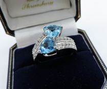 Blue Topaz Ring In Sterling Silver New With Gift Pouch