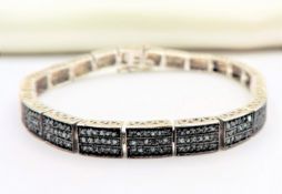 Blue Diamond Bracelet 440 Diamonds 4.4 Carats Sterling Silver With Gift Box