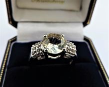 Citrine & White Topaz Ring 1.92 Carats Sterling Silver New With Gift Pouch