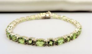 Peridot Tennis Bracelet 9.3 Carats Sterling Silver New With Gift Box
