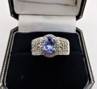 Tanzanite & Topaz Ring Sterling Silver New With Gift Pouch