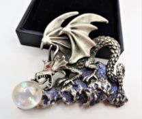 Large Vintage JJ Jonette Mythical Dragon Brooch c. 1980's