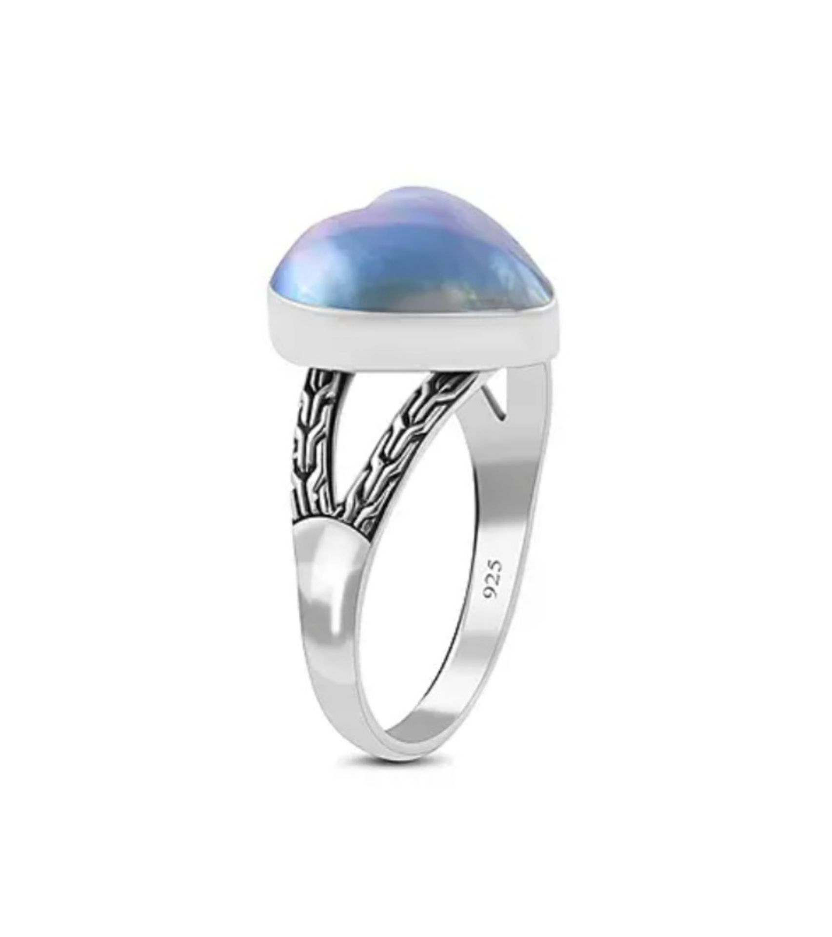 NEW! Blue Mabe Pearl Heart Ring - Image 4 of 5