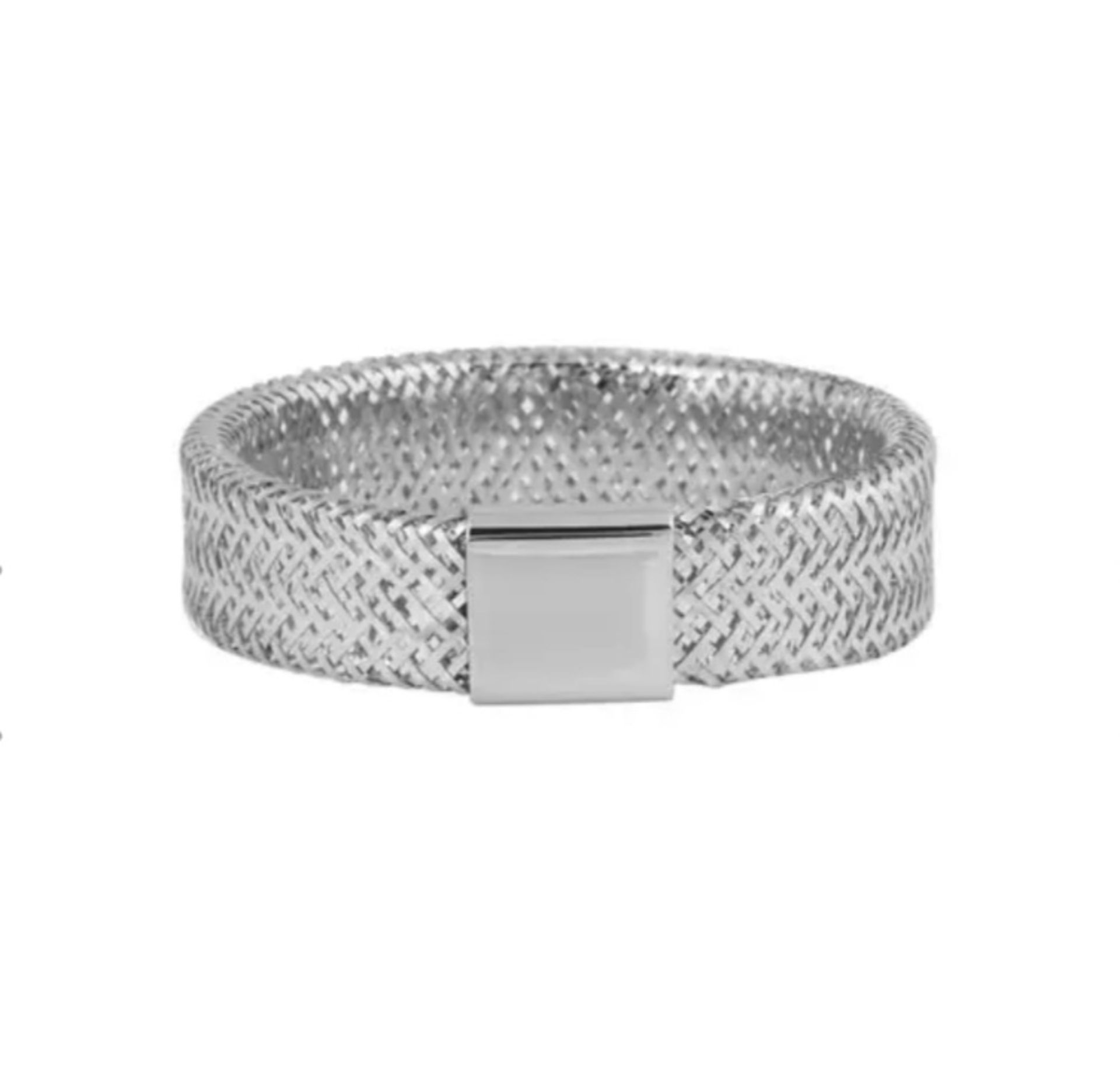 NEW! Italian Made - 9K White Gold Stretchable Ring - Image 3 of 5