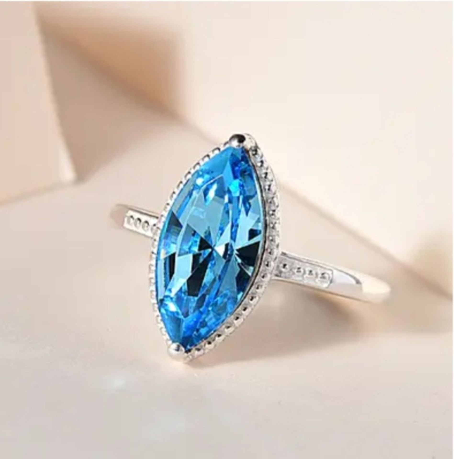 NEW! Aquamarine Austrian Crystal Solitaire Ring - Image 2 of 5