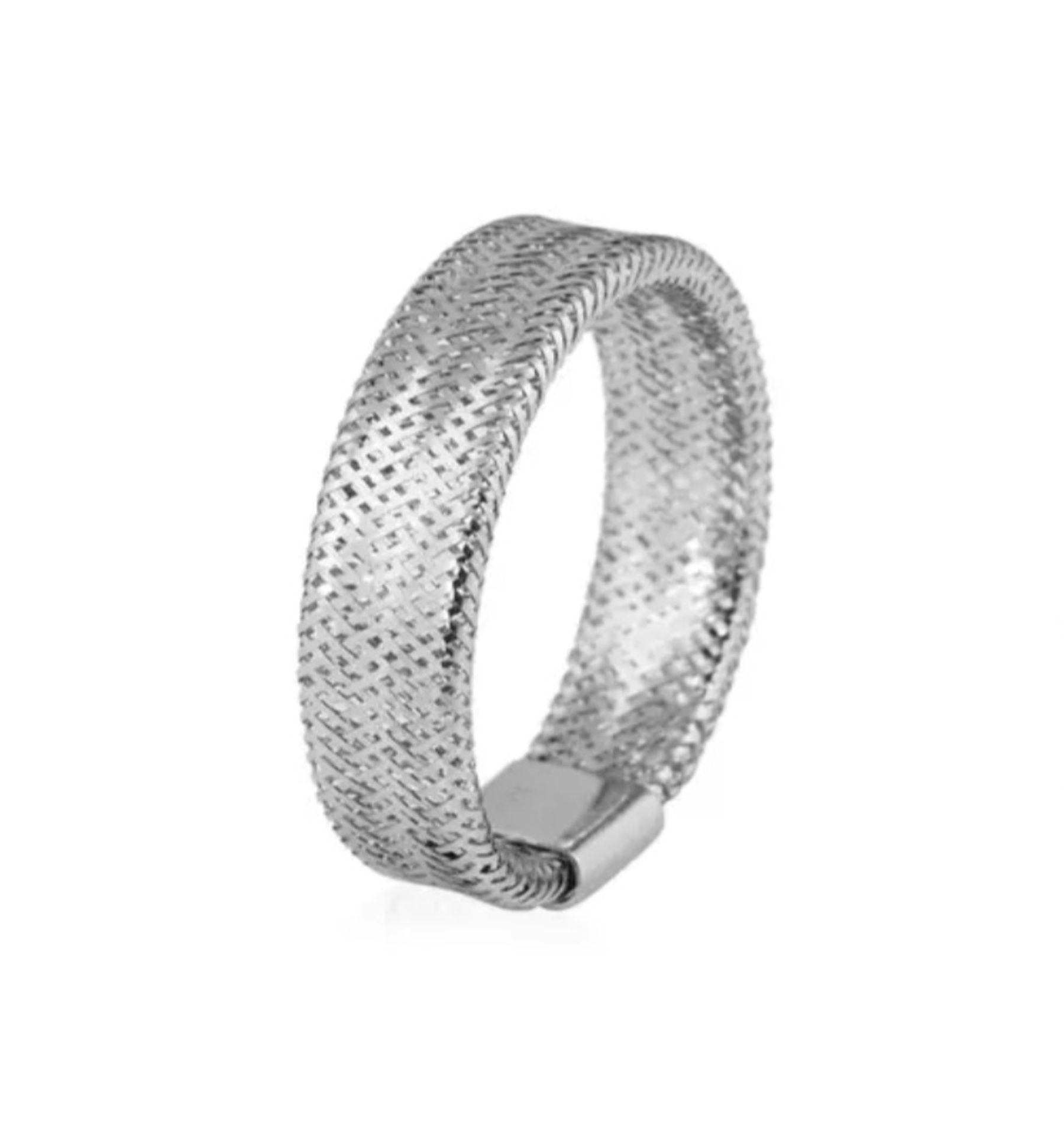 NEW! Italian Made - 9K White Gold Stretchable Ring - Image 2 of 5