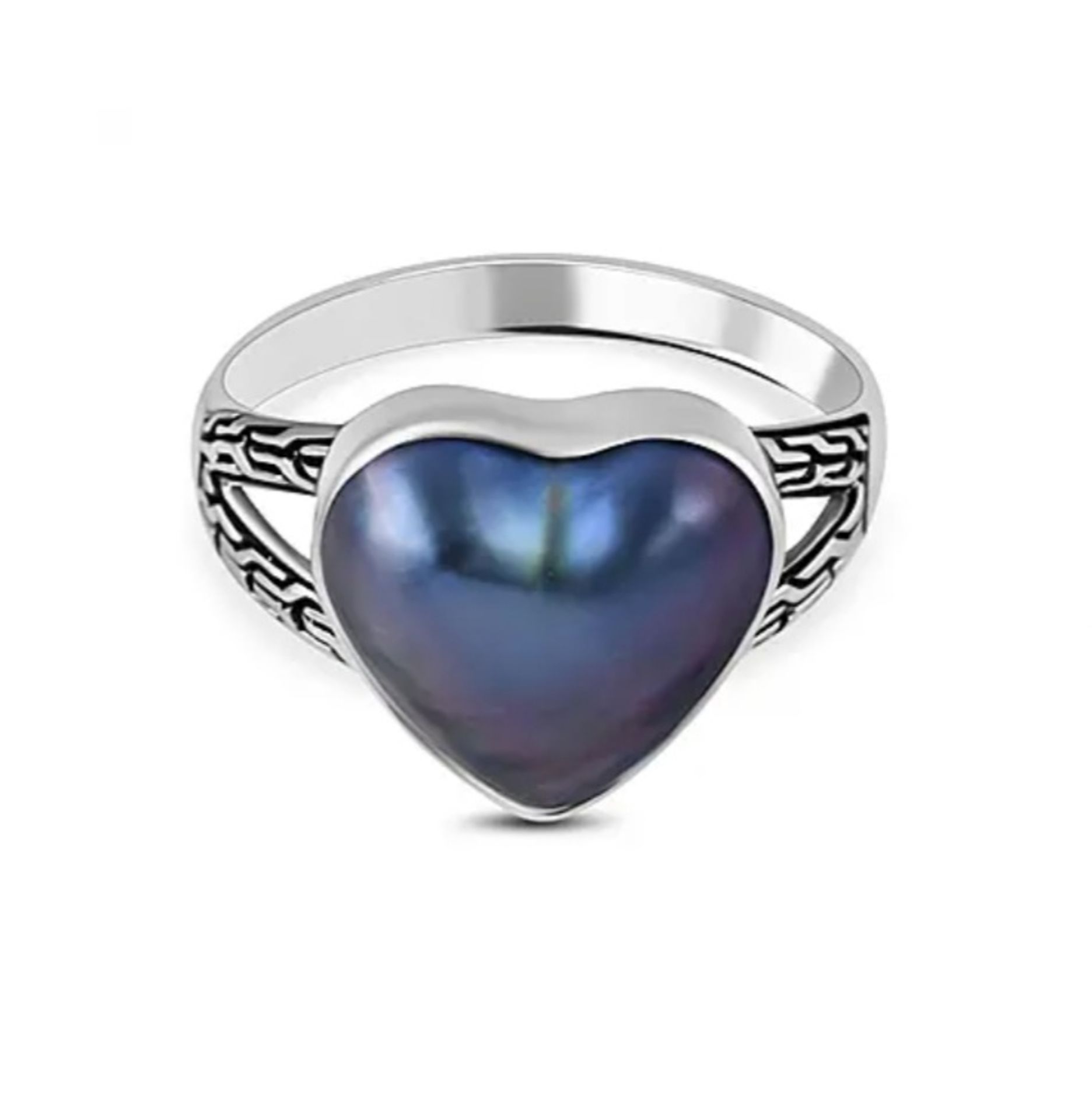 NEW! Blue Mabe Pearl Heart Ring - Image 3 of 5