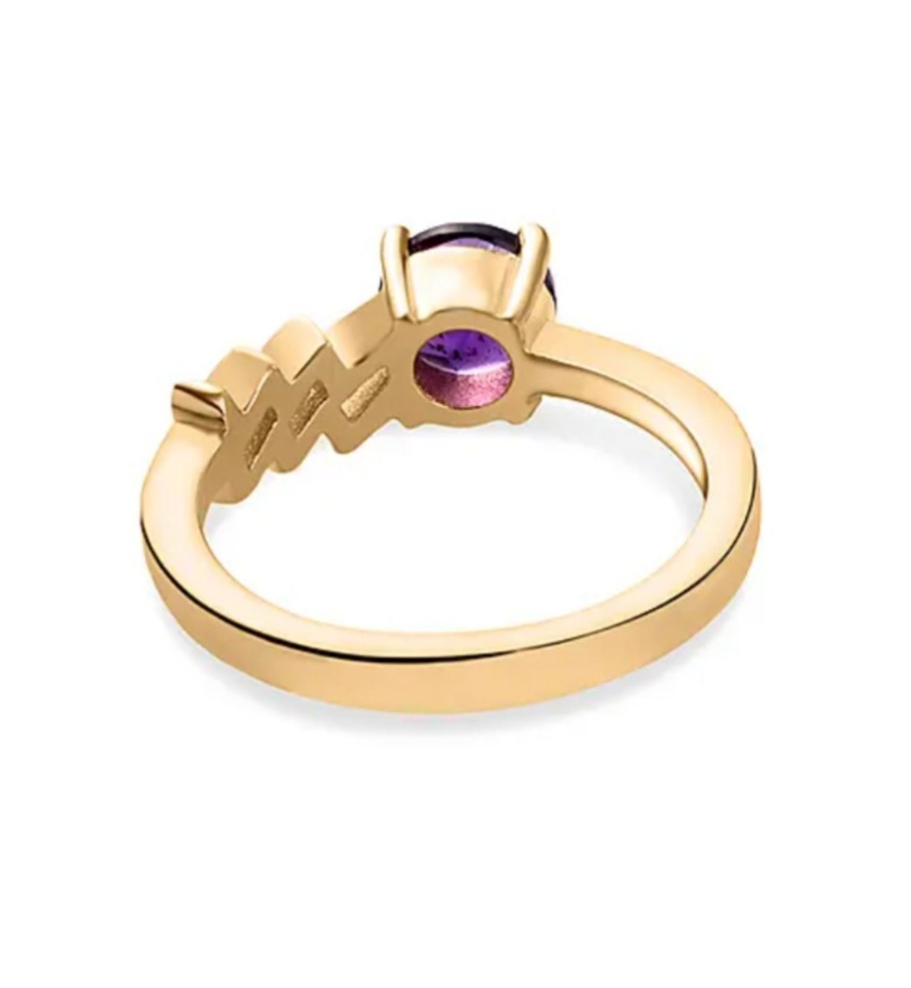 NEW! AA Amethyst Zodiac - Aquarius Ring in 14K Gold Overlay Sterling Silver - Image 5 of 5