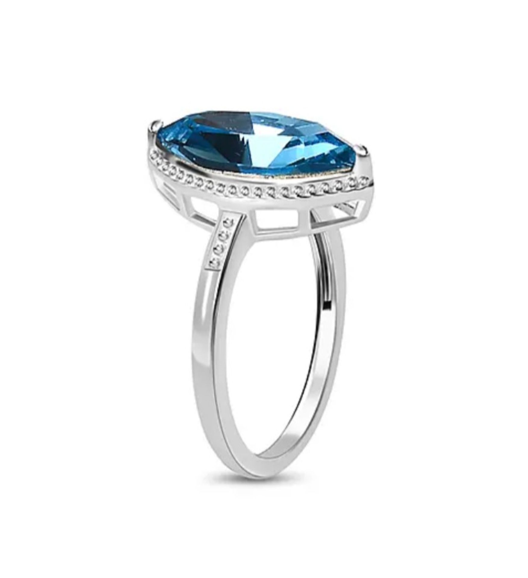 NEW! Aquamarine Austrian Crystal Solitaire Ring - Image 4 of 5