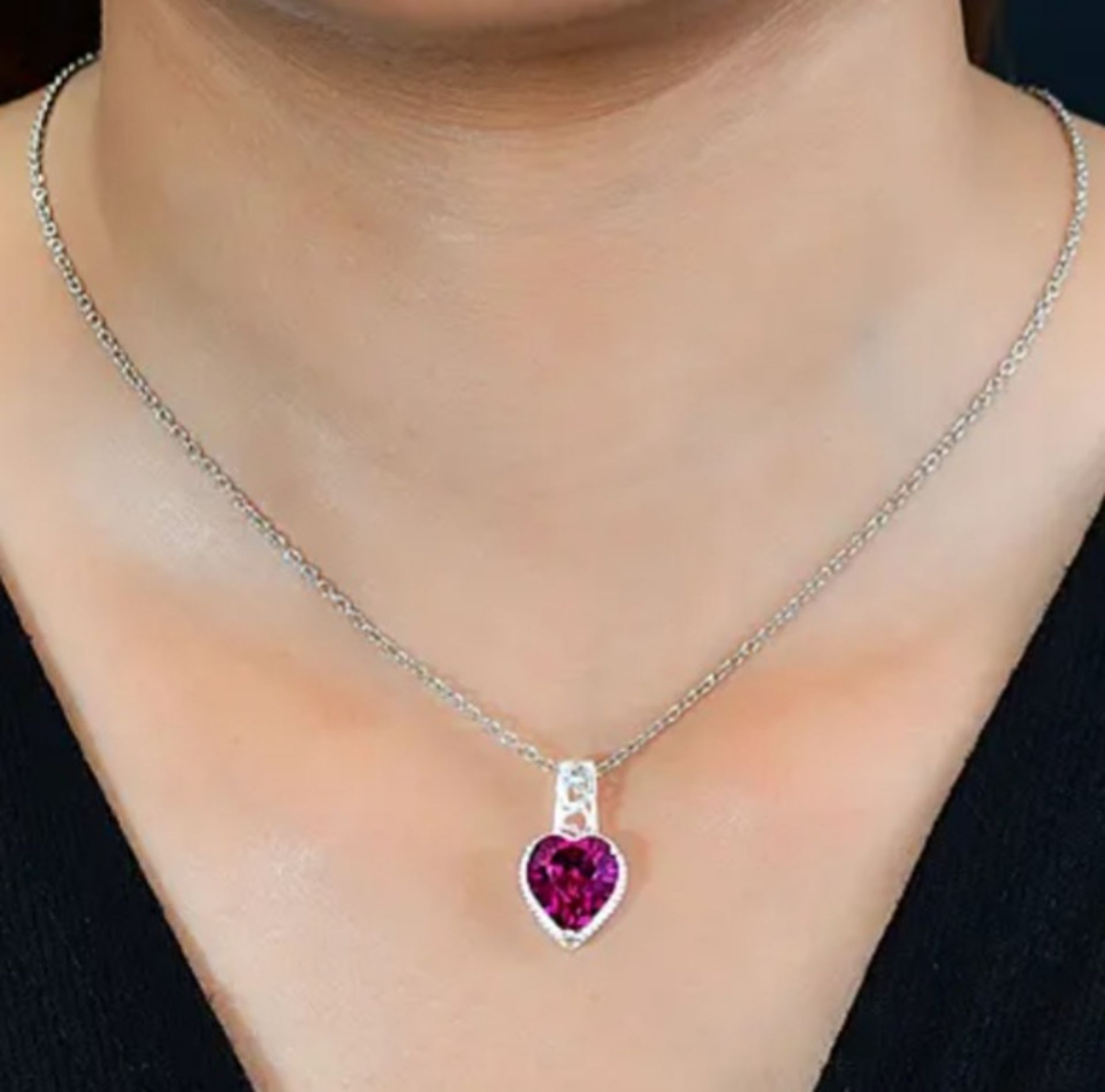 NEW! Fuchsia Austrian Crystal in Sterling Silver - Image 2 of 5