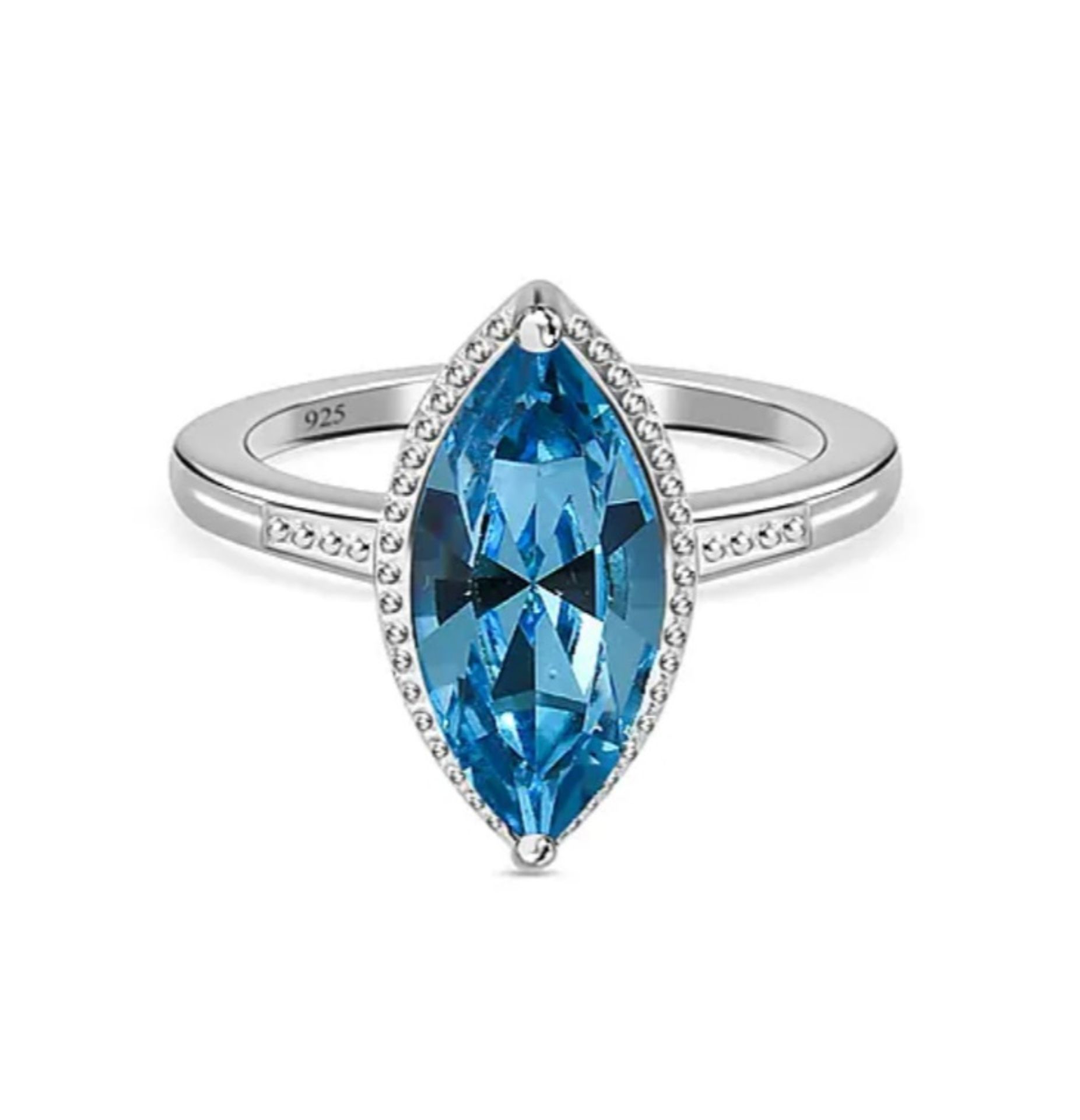 NEW! Aquamarine Austrian Crystal Solitaire Ring - Image 3 of 5