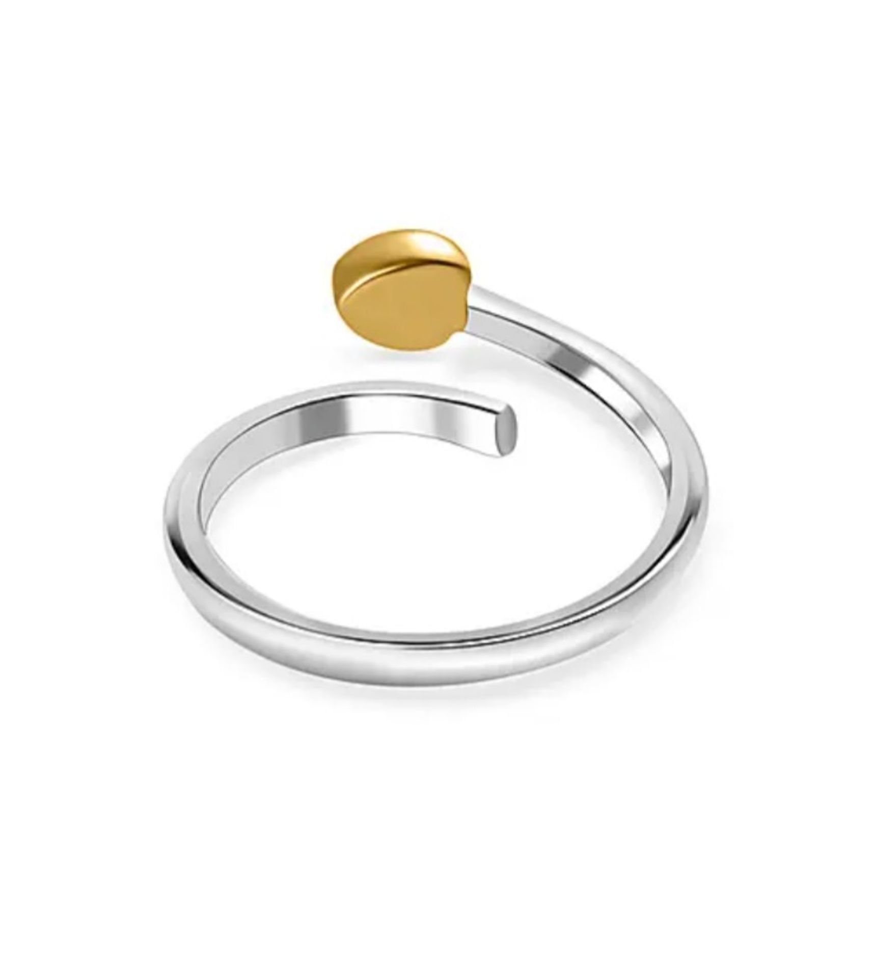 NEW! Platinum and 18K Yellow Gold Vermeil Plated Sterling Silver Adjustable Heart Ring - Image 5 of 5
