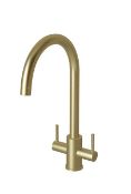 Brand New Boxed Leonie Twin Lever Tap - Brushed Brass RRP £75 **No Vat**