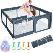 Raw Customer Returns Baby Playpen, Toddler Fence With Breathable Mesh and Zipper Door Lot #987