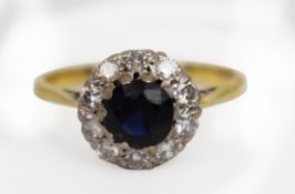 Sapphire & Diamond Cluster Ring 18ct