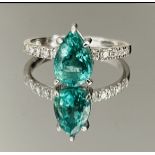 Beautiful Natural Emerald With Natural Diamonds & 18k Gold