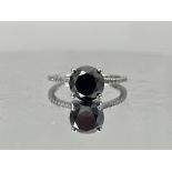 Beautiful Natural 2.78 CT Black Diamond Ring With Natural Diamonds & 18k Gold