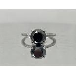 Beautiful Natural 2.64 CT Black Diamond Ring With Natural Diamonds & 18k Gold