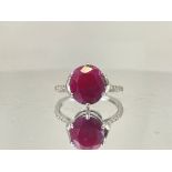 Natural Burma Ruby Unheated/Untreated 6.19 Ct With Natural Diamonds & 18k Gold