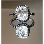 Beautiful 3.15CT Natural Ceylon White Sapphire W Natural Diamonds & 18k Gold