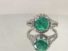 Beautiful 1.96Ct Natural Emerald With Natural Diamonds & 18k Gold