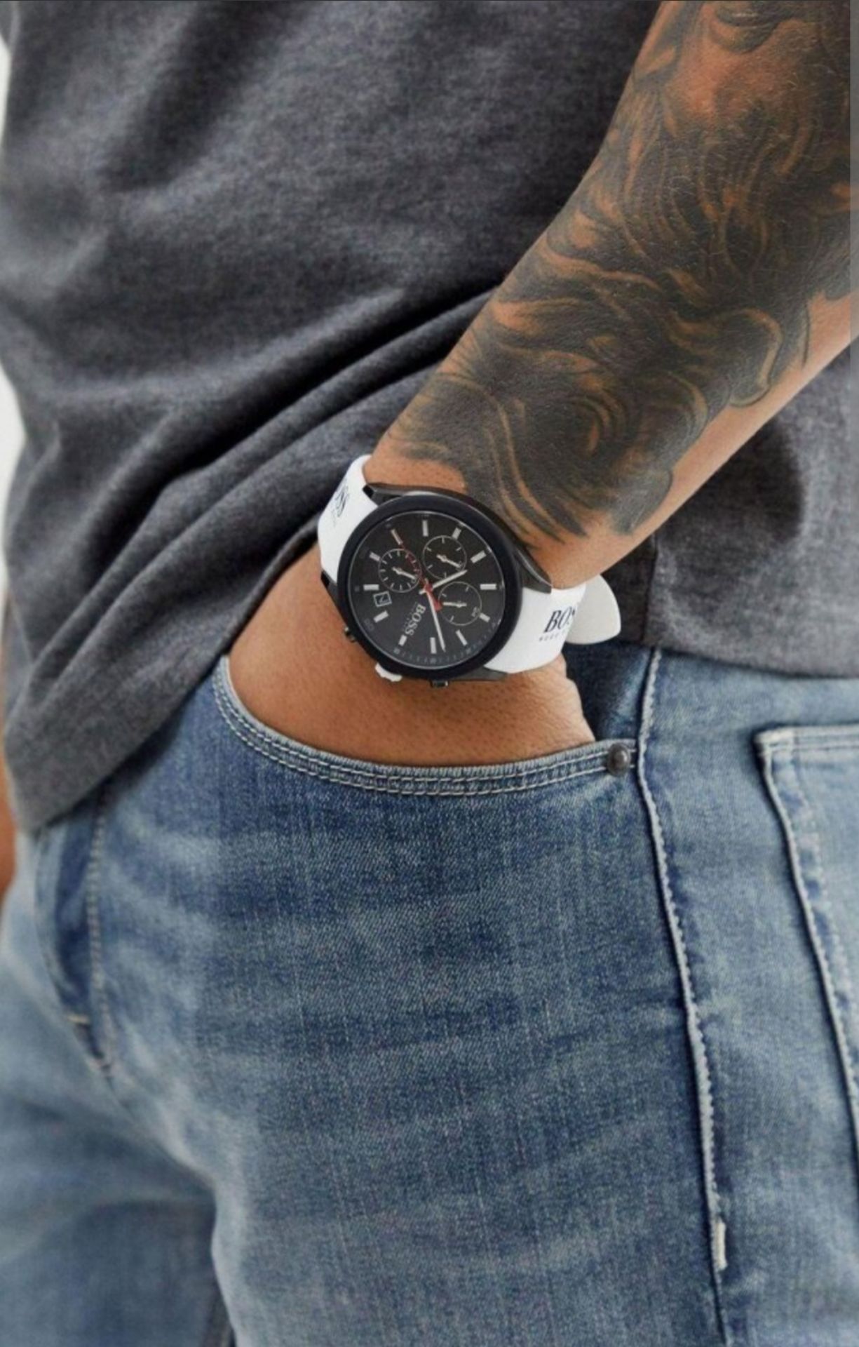 Hugo Boss 1513718 Men's velocity White Silicone Strap Chronograph Watch - Image 3 of 8