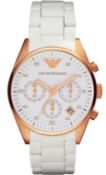 Emporio Armani AR5919 Men's Sportivo White Silicone Strap Chronograph Watch