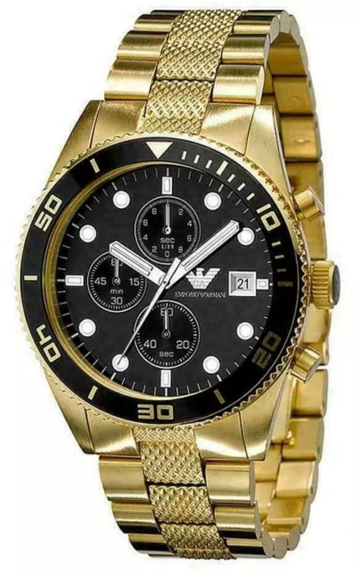 Emporio Armani AR5857 Black Dial Gold Tone Bracelet Quartz Chronograph Watch - Image 2 of 10