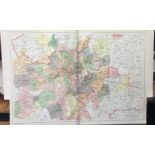 Bacons Rare Vintage London Suburbs London Districts Electric Supply Map.