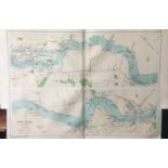 Bacons Rare Vintage London Suburbs The River Thames Showing Wharves Map.