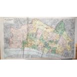 Bacons Rare Vintage London Suburbs - City of London Showing Wards Large Map.