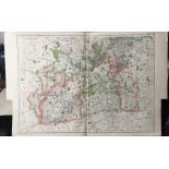 Bacons London & Suburbs Rare Vintage Map Surrey Epsom Mitcham Guildford Reigate.