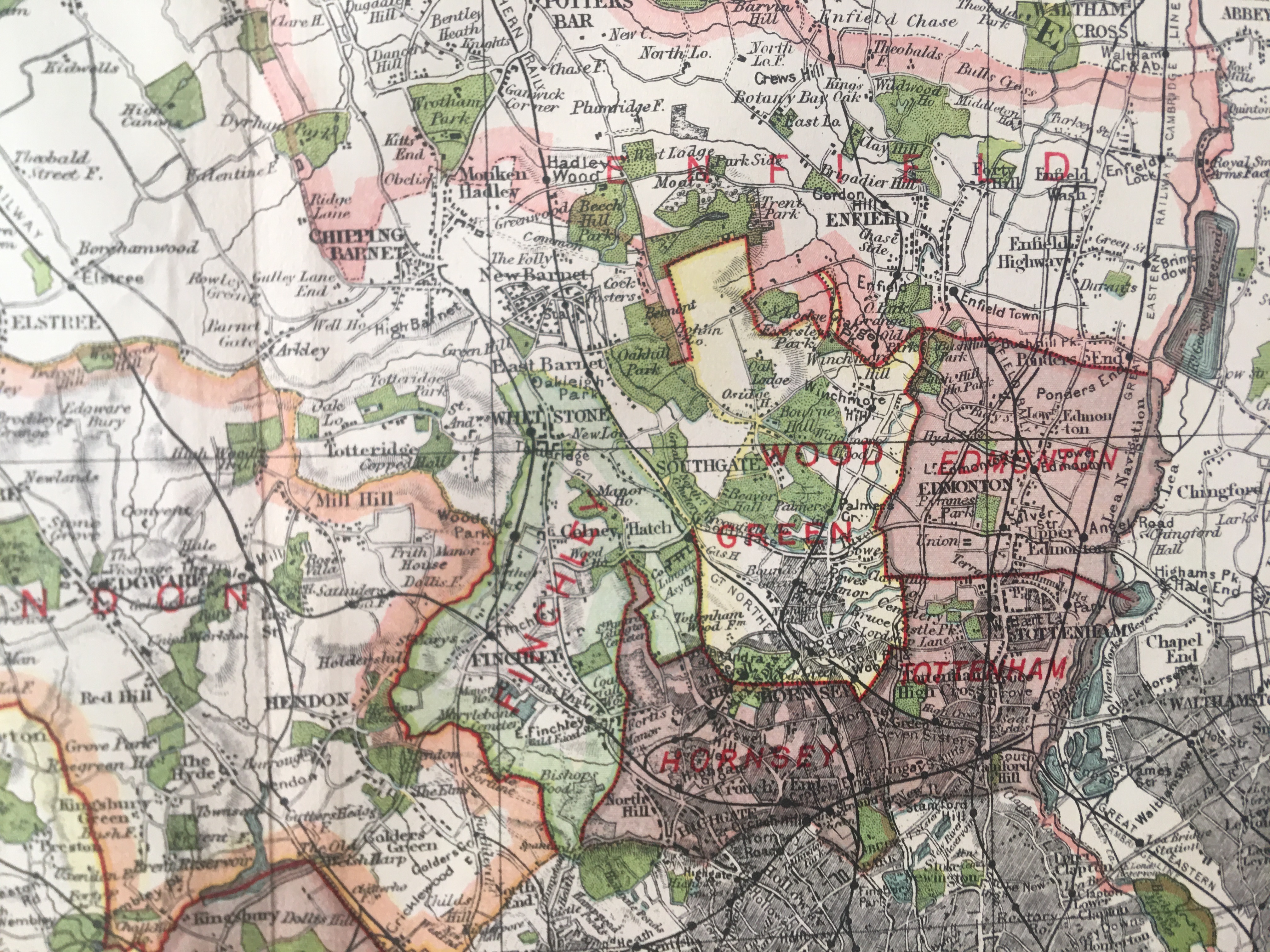 Bacons London & Suburbs Rare Vintage Map Middlesex London Windsor Etc. - Image 4 of 7