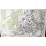 Bacons London & Suburbs Rare Vintage Map Wimbledon Tooting Merton Cottenham.